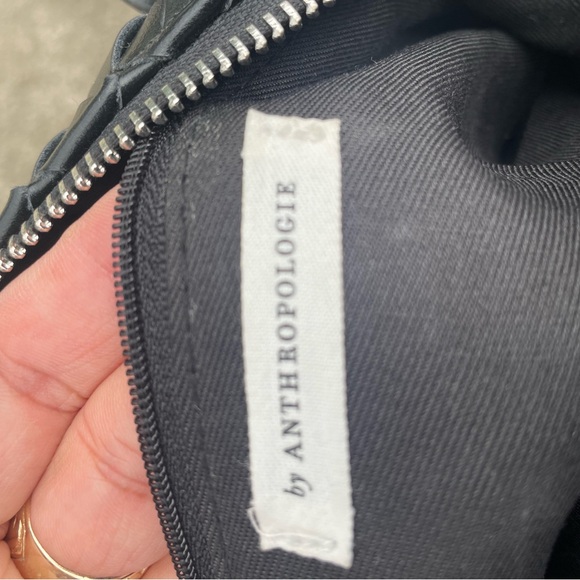 Anthropologie Black Woven Satchel with Butterfly Charm - Picture 7 of 7